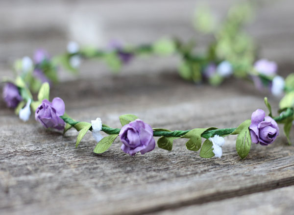 Purple Flower Crown Hair Garland Coachella Floral Crown | Wedding Flower Crown 